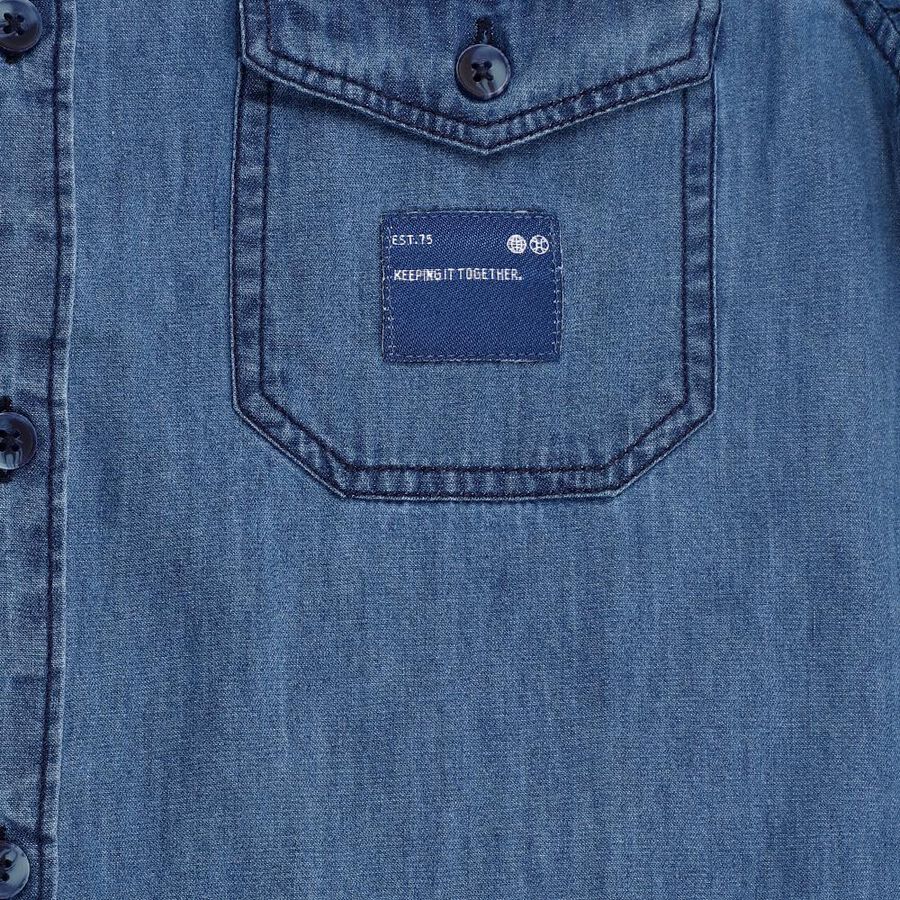 Boys Midnight Blue Hooded Casual Shirt, Mid Blue, large image number null