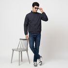 Men's Navy Blue Stand Collar Bomber Jacket, Navy Blue, small