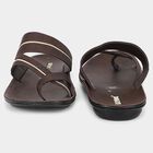 Men's Brown Strappy Slip-On Sandals, भूरा, small