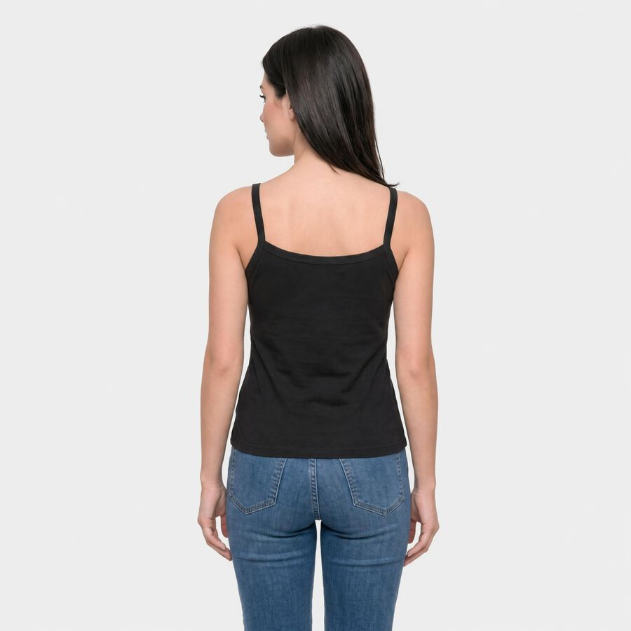 Women's Dark Grey Cotton Scoop Neck Camisole Slip, Dark Grey, large