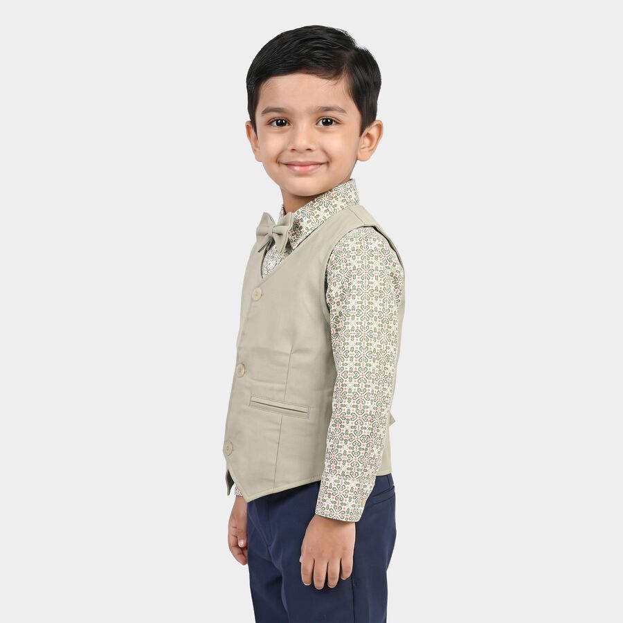 Boys' Green Cotton Collar Neck Shirt, Light Green, large