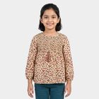 Girls' Light Pink Round Neck Tunic Blouse, Light Pink, small