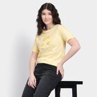 Ladies' 100% Cotton Round Neck T-Shirt , पीला, small