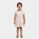 Girls' Off White Printed Fit and Flare Frock, Off White, small