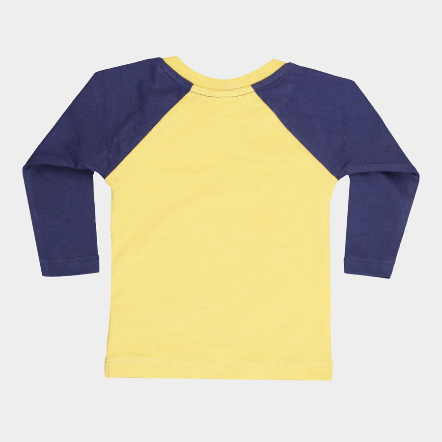 Infants Cotton Round Neck T-Shirt, Yellow, large image number null