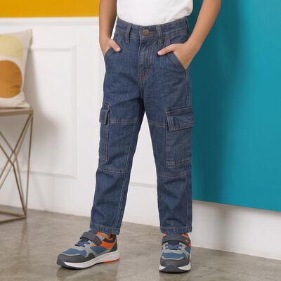 Boys Blue Relaxed Fit Cargo Jeans