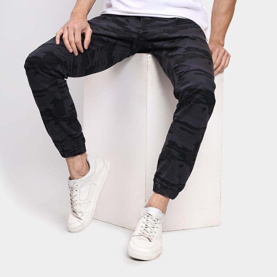 Men's Slim Fit Casual Trousers, Mid Blue, large