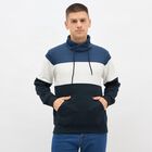 Men's Navy Blue and White High Neck Casual Sweatshirt, Light Blue, small image number null