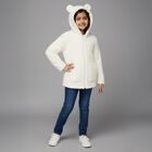 Girls' White Hooded Casual Jacket, Off White, small image number null