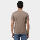 Men's Brown Round Neck Solid T-Shirt, Brown, small
