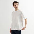 Men's Snow White Round Neck Casual T-Shirt, White, small