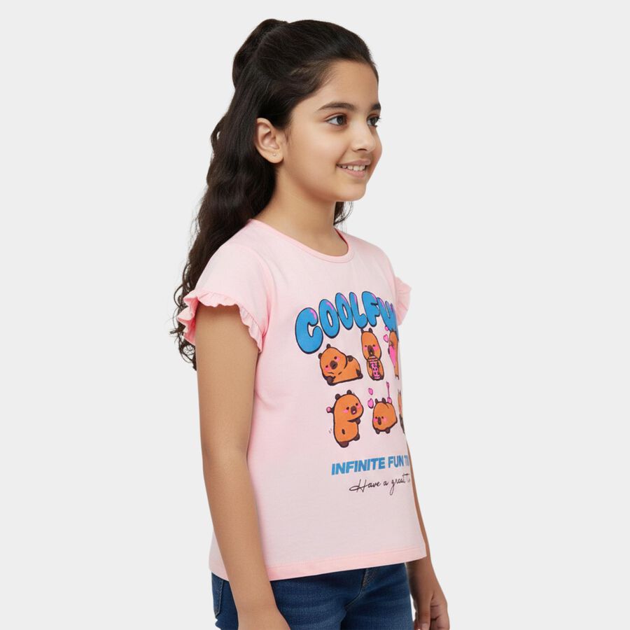 Girls' T-Shirt, हल्का गुलाबी, large
