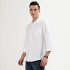Men's Snow White Classic Collar Casual Shirt, सफ़ेद, small