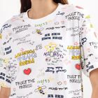 Women's White Cotton Round Neck Casual Printed T-Shirt, सफ़ेद, small image number null