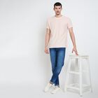 Men's Round Neck Half Sleeves T-Shirt, Light Pink, small