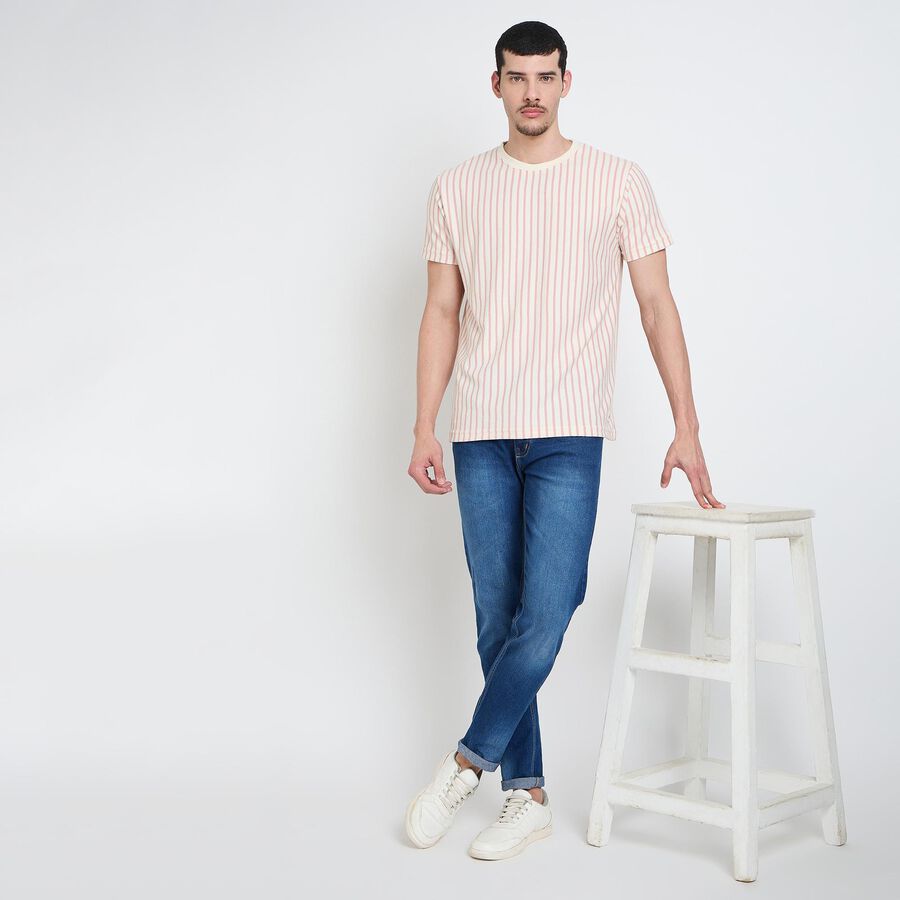 Men's Round Neck Half Sleeves T-Shirt, Light Pink, large