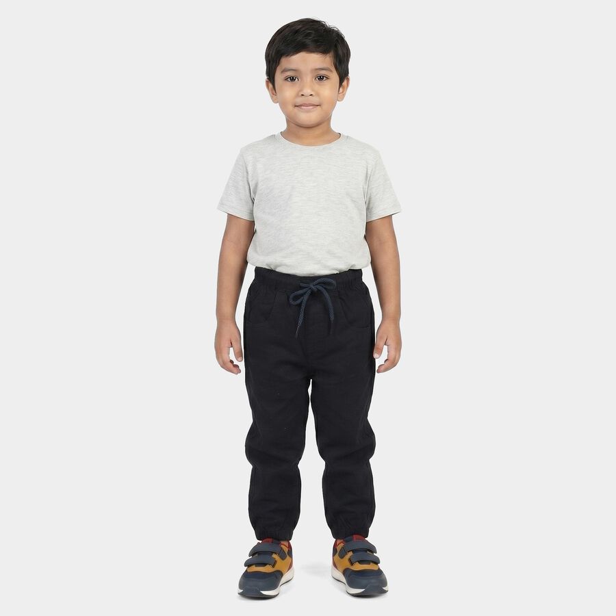 Boys' Navy Blue Regular Fit Drawstring Jogger Trousers, Navy Blue, large