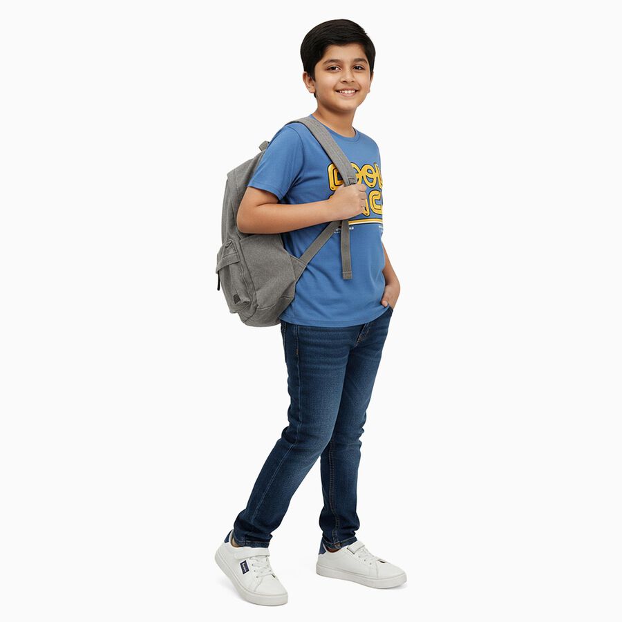 Boys' Half Sleeves T-Shirt, मध्यम नीला, large image number null