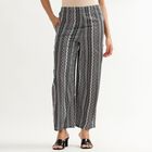 Women's Black and White Printed Wide-Leg Palazzos, Black, small image number null