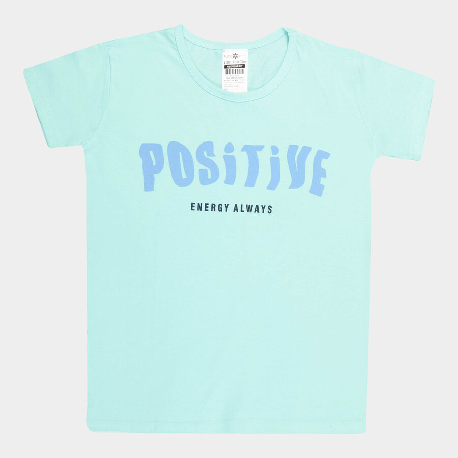 Girls Cotton T-Shirt, Light Green, large image number null