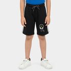 Boys' Black Regular Fit Graphic Print Bermuda Shorts, काला, small