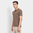 Men's Collared Half Sleeves T-Shirt, खाकी, small image number null