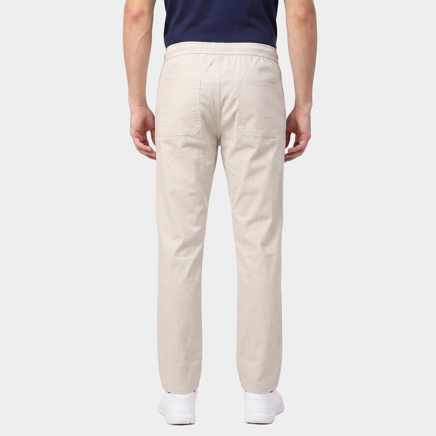 Men's Silver Slim Fit Drawstring Chino Trousers, Silver, large