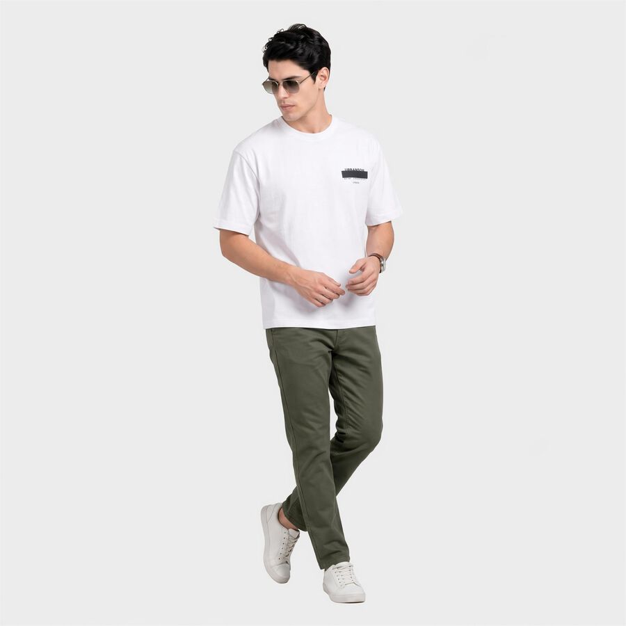Men's White Cotton Round Neck Regular T-Shirt, White, large