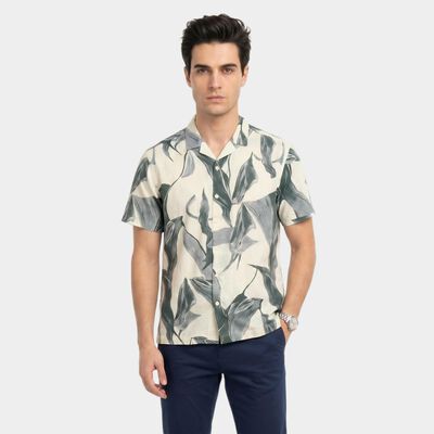 Men's Green Cotton Regular Fit Casual Shirt