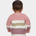 Infants Pastel Pink Crew Neck Striped Pullover, गुलाबी, small image number null