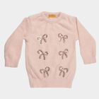 Girls Light Pink Round Neck Casual Pullover, हल्का गुलाबी, small image number null