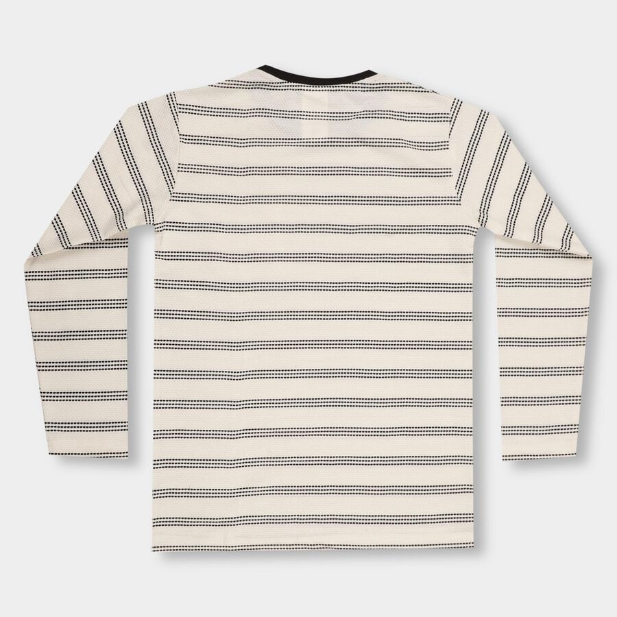 Boys' Rich Eggshell White Round Neck Casual T-Shirt, Off White, large image number null