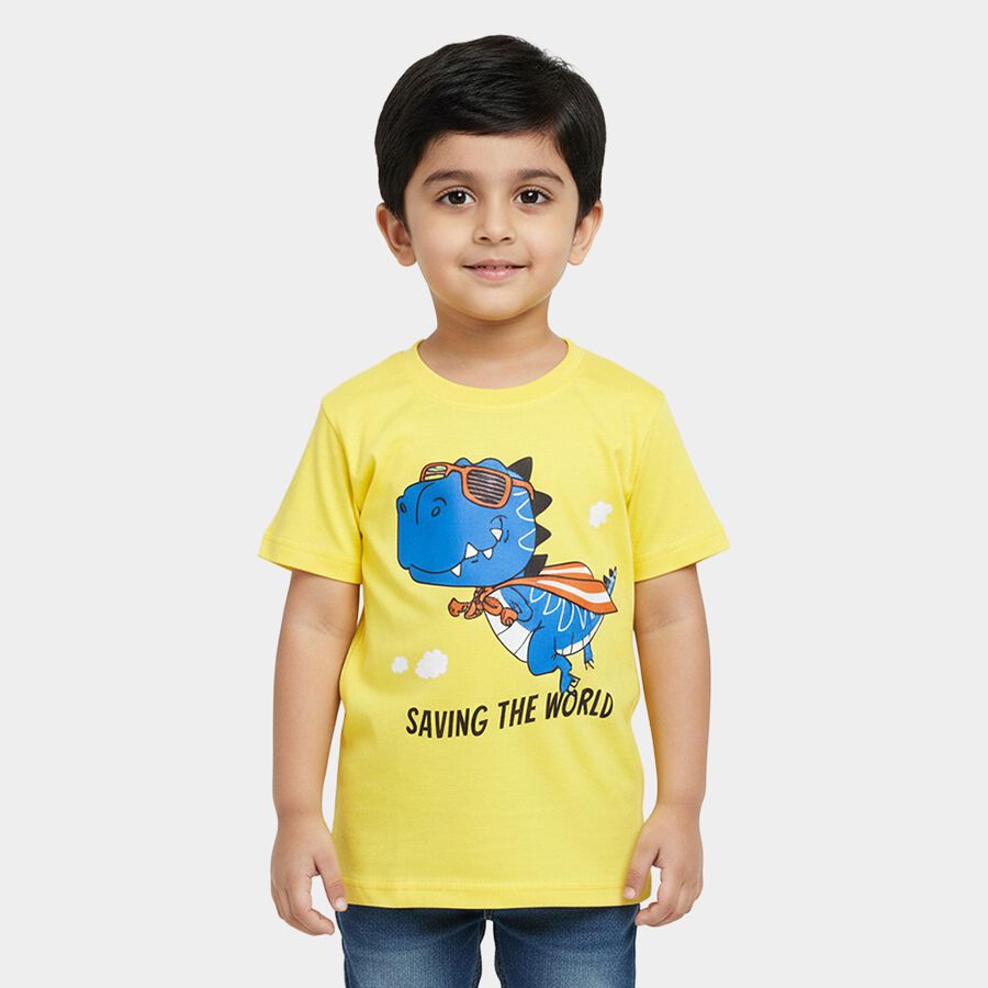 Boys' Half Sleeves T-Shirt, पीला, large