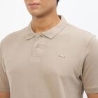 Men's Beige Cotton Polo Neck Classic T-Shirt, गहरा पीला, small