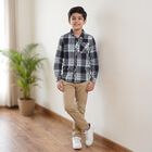 Boys' Green Cotton Spread Collar Regular Fit Casual Shirt, Dark Green, small