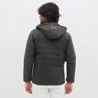 Men's Dark Grey Hooded Casual Jacket, गहरा हरा, small image number null