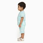 Infants' Light Aqua Cotton Round Neck Casual Shorts Set, Aqua, small