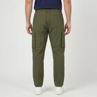 Men's Olive Green Slim Fit Casual Trousers, ओलिव, small