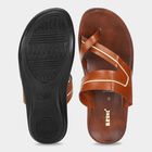 Men's Tan Toe-Loop Slip-On Sandals, टैन, small