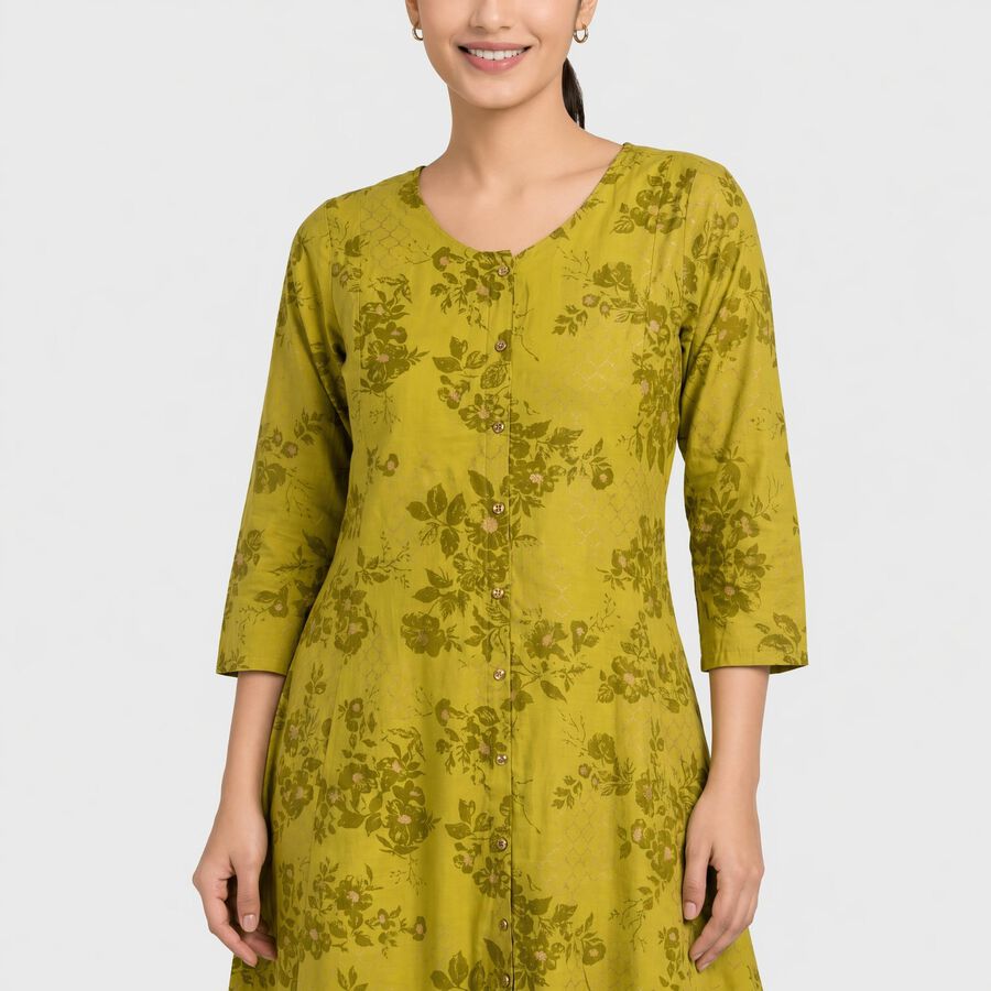 Women's Olive Green Floral Printed Ethnic Set, Light Green, large