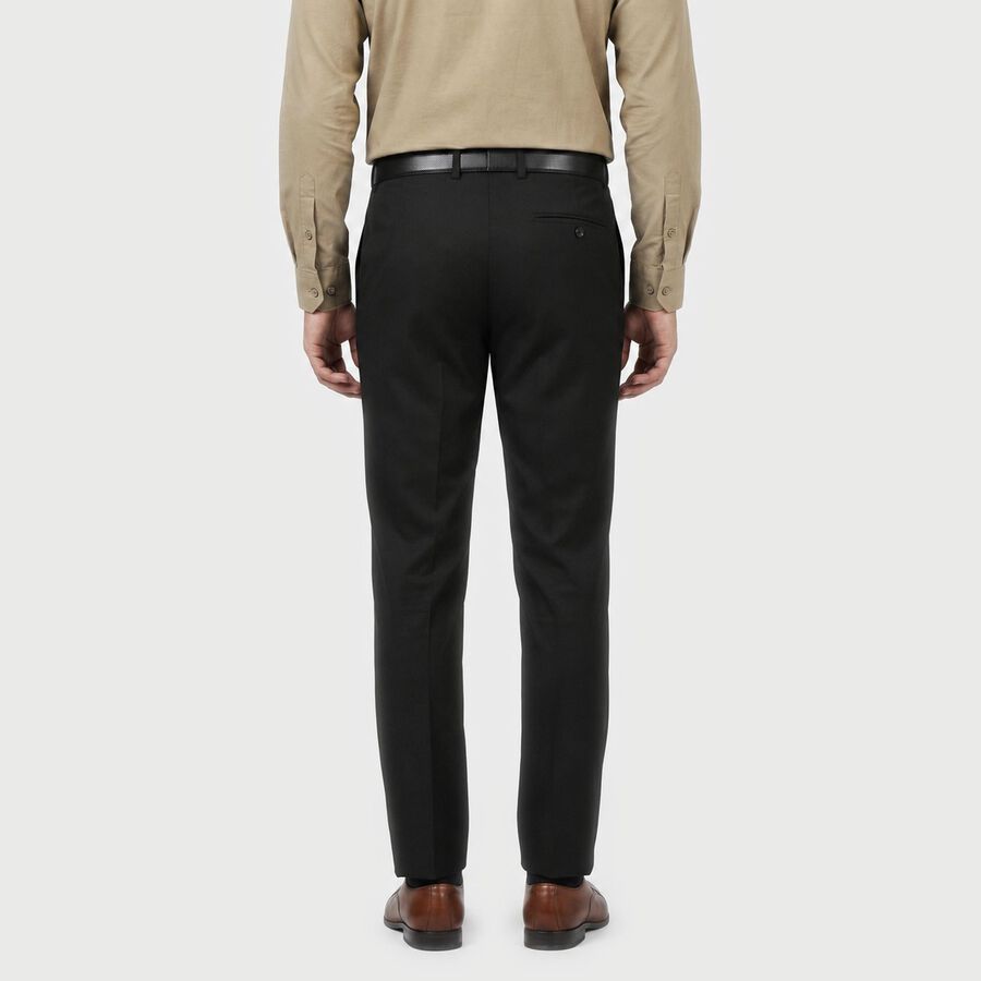Men's Black Slim Fit Flat-Front Formal Trousers, Black, large