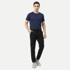 Men's Black Slim Fit Jogger Trousers, काला, small