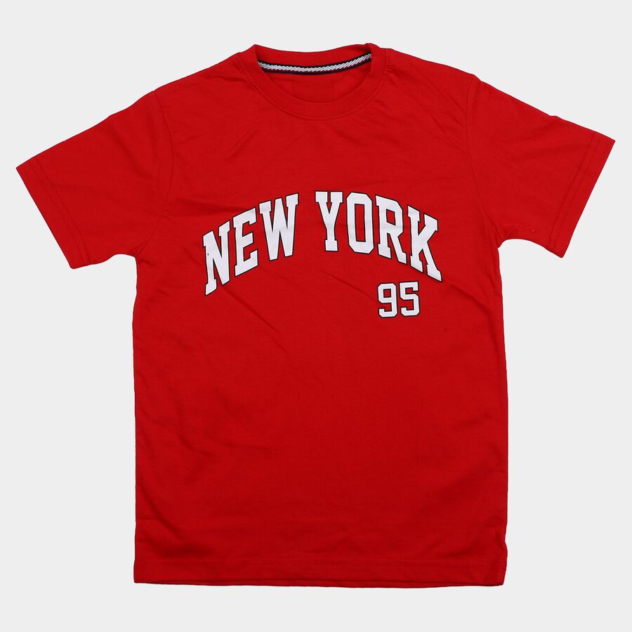 Boys' Half Sleeves T-Shirt, Red, large