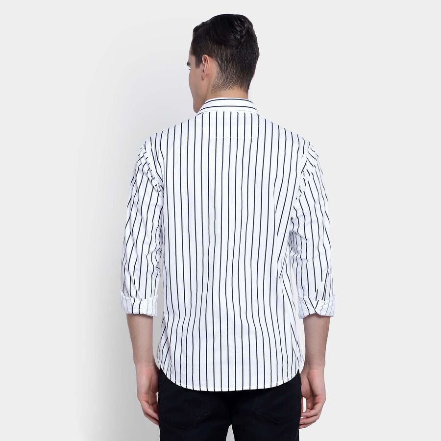 Cotton Stripes Casual Shirt, White, large image number null