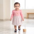 Infants' Pink Fit and Flare Butterfly Motif Frock, हल्का गुलाबी, small