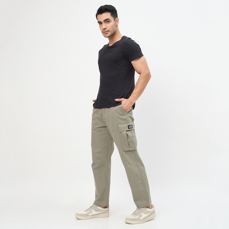 Men's Slim Fit Casual Trousers, Light Green, large