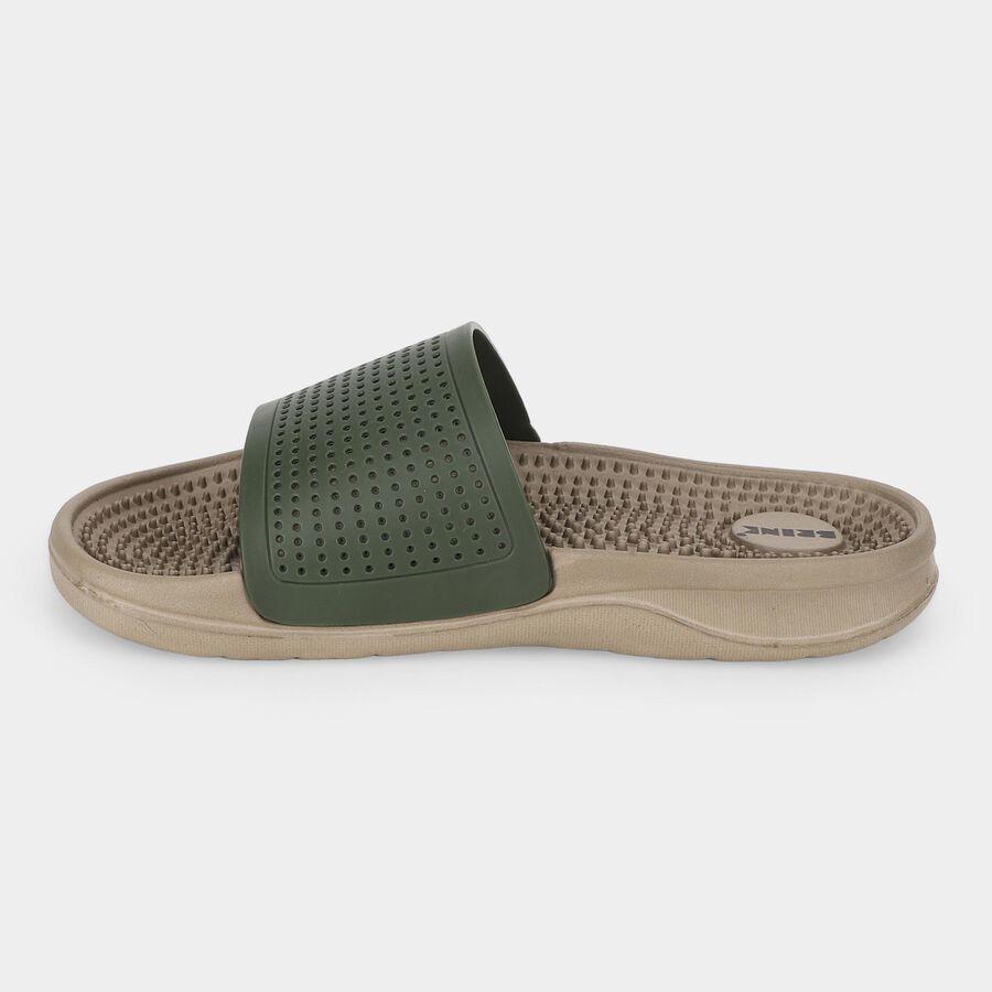 Men's Olive Green Slip-On Slide Sandals, ओलिव, large