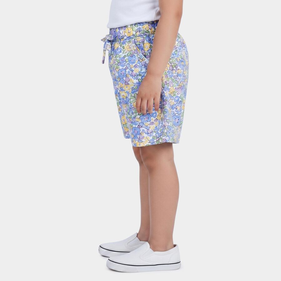 Girls' White Regular Fit Cotton Shorts, सफ़ेद, large