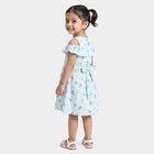 Girls' Light Blue Floral Printed Fit and Flare Frock, Light Blue, small