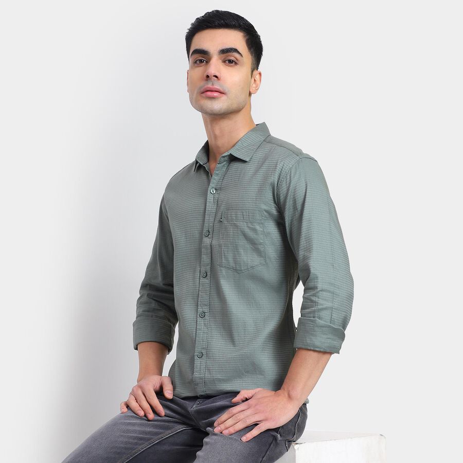 Men's 100% Cotton Casual Shirt , Olive, large image number null